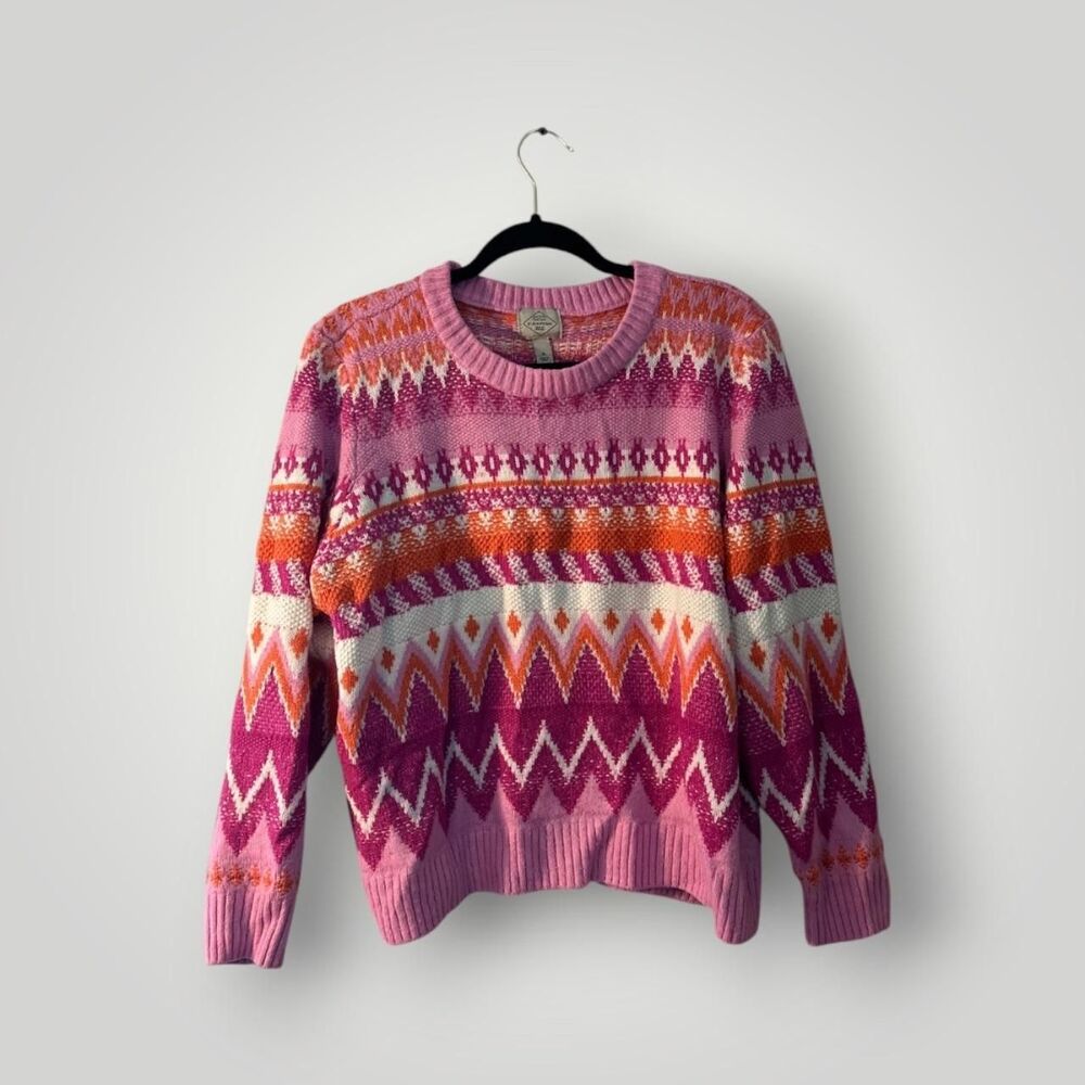 St. johns bay Women's pink paterened sweater